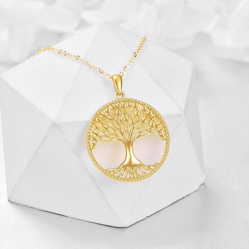 Gold Tree of Life Necklace 14k Gold Family Tree of Life Pendant Necklace Jewelry Christmas Gifts for Women Girls Mother Daughter Girfriend (Gold tree of life necklace) in Saudi Arabia