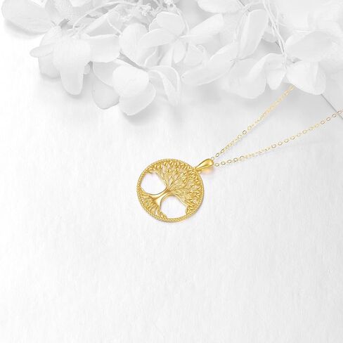 Gold Tree of Life Necklace 14k Gold Family Tree of Life Pendant Necklace Jewelry Christmas Gifts for Women Girls Mother Daughter Girfriend (Gold tree of life necklace) in Saudi Arabia