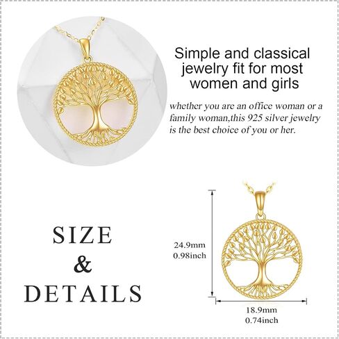 Gold Tree of Life Necklace 14k Gold Family Tree of Life Pendant Necklace Jewelry Christmas Gifts for Women Girls Mother Daughter Girfriend (Gold tree of life necklace) in Saudi Arabia