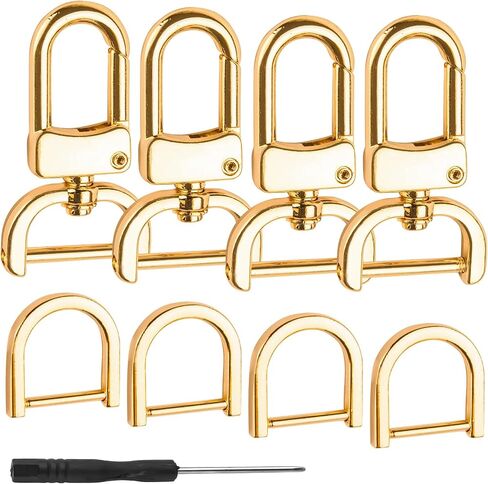 Framendino, 4 Pack Gold Detachable Snap Hook Swivel Clasps Hooks Lobster Claw Clasp with 4 Pack D-Rings for DIY Purses Strap Cross Body Replacement in Saudi Arabia