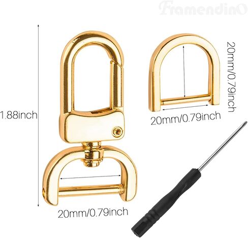 Framendino, 4 Pack Gold Detachable Snap Hook Swivel Clasps Hooks Lobster Claw Clasp with 4 Pack D-Rings for DIY Purses Strap Cross Body Replacement in Saudi Arabia