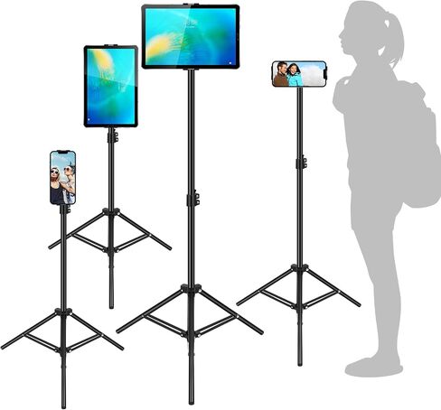 4 Sets Phone Tripod 63 Inch Height Adjustable Tripod Stand Floor Selfie Stick Tripod 360° Rotating Tablet Stand Holder Tablet Tripod Mount with 4 Storage Bags for Video Recording Live Streaming in Saudi Arabia