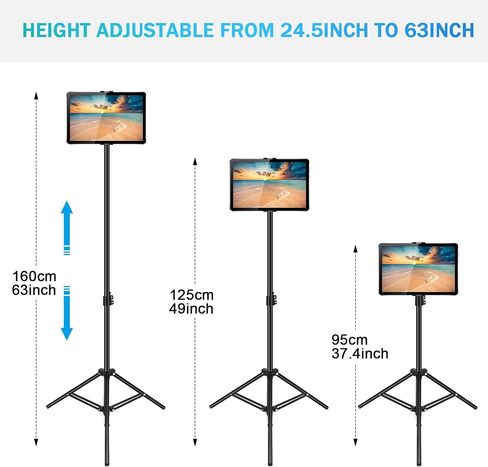 4 Sets Phone Tripod 63 Inch Height Adjustable Tripod Stand Floor Selfie Stick Tripod 360° Rotating Tablet Stand Holder Tablet Tripod Mount with 4 Storage Bags for Video Recording Live Streaming in Saudi Arabia