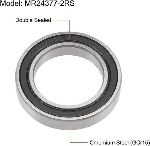 Uxcell MR24378-2RS محامل الكرات الأخدود العميق 24 مم × 37 مم × 8 مم مزدوجة مختومة من الفولاذ الكروم P0(ABEC1) in Kuwait