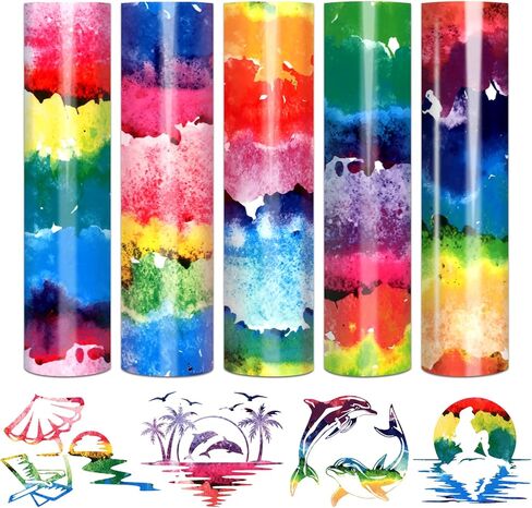 Tintnut Watercolor Heat Transfer الفينيل على ورقة - 5 ألوان 12 × 10 بوصة HTV فينيل للتي شيرت، القماش، مجموعة Clouds Mutilcolor HTV تي شيرت DIY لصورة ظلية Cricut in Kuwait