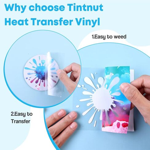 Tintnut Watercolor Heat Transfer الفينيل على ورقة - 5 ألوان 12 × 10 بوصة HTV فينيل للتي شيرت، القماش، مجموعة Clouds Mutilcolor HTV تي شيرت DIY لصورة ظلية Cricut in Kuwait