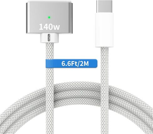 كابل USB-C إلى مغناطيسي 3 بقوة 140 واط، كابل شحن مغناطيسي 6.6FT/2M لأجهزة MacBook Air 2024 M3 13/15 بوصة، MacBook Pro 2023 M2 Pro & Max 14"16"، MacBook Air 2022/2023 M2، MacBook Pro 2021 M1 & Max 14 "16" in Kuwait