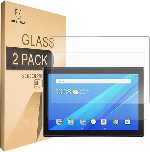 Mr.Shield [2-PACK] Designed For Lenovo Tab 4 10 (10.1 Inch) [Tempered Glass] Screen Protector [0.3mm Ultra Thin 9H Hardness 2.5D Round Edge] with Lifetime Replacement in Saudi Arabia