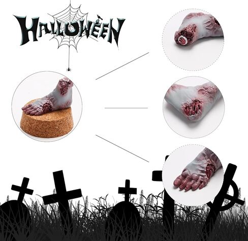 نموذج مصغر للقدم البشرية الإبداعية زومبي الوحش القدم الدعامة وهمية مصغرة هالوين جزء الجسم في قبة زجاجية لمشهد المقبرة المنزل سطح المكتب الحرف ديكورات الحفلات المخيفة in Kuwait