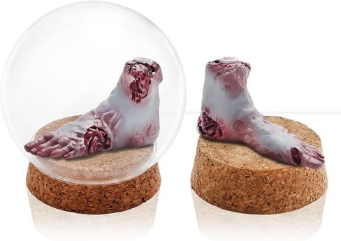 نموذج مصغر للقدم البشرية الإبداعية زومبي الوحش القدم الدعامة وهمية مصغرة هالوين جزء الجسم في قبة زجاجية لمشهد المقبرة المنزل سطح المكتب الحرف ديكورات الحفلات المخيفة in Kuwait