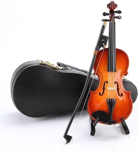 Violin model, 8 cm Length, Wood Violin for Decoration with Stand and Case, Miniature Dollhouse, Model Home Decoration in Saudi Arabia