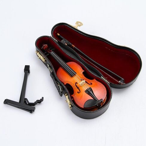 Violin model, 8 cm Length, Wood Violin for Decoration with Stand and Case, Miniature Dollhouse, Model Home Decoration in Saudi Arabia