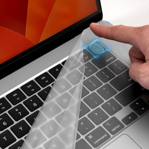 2-Pk Max Coverage for MacBook Air 13.6 Inch M2; Touch ID works thru it, Naked Feel & Look, Waterproof Touch and Keyboard Protection, Clear, GOS Keyboard Cap Pro in Saudi Arabia