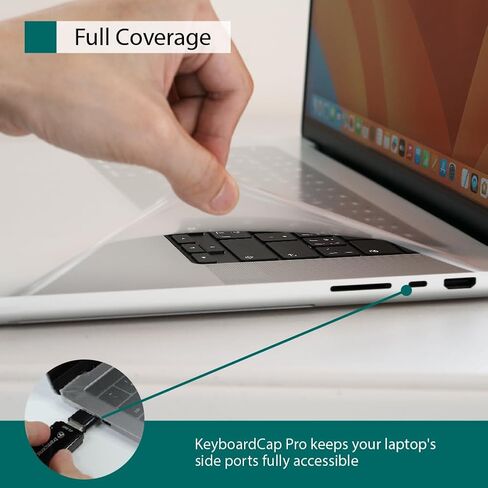 2-Pk Max Coverage for MacBook Air 13.6 Inch M2; Touch ID works thru it, Naked Feel & Look, Waterproof Touch and Keyboard Protection, Clear, GOS Keyboard Cap Pro in Saudi Arabia