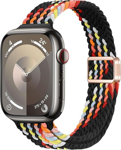 أشرطة رفيعة مضفرة مع مشبك مغناطيسي متوافقة مع سوار ساعة Apple 38 مم 40 مم 41 مم 42 مم 44 مم 45 مم 49 مم، حزام رفيع من النايلون الرياضي الناعم لسلسلة iWatch Series Ultra 2&1 9 8 7 6 SE 5 4 3 للنساء in Kuwait
