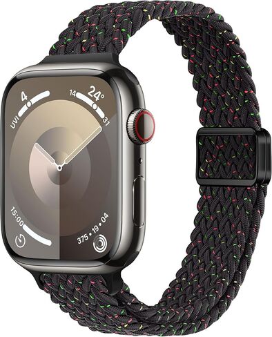 أشرطة رفيعة مضفرة مع مشبك مغناطيسي متوافقة مع سوار ساعة Apple 38 مم 40 مم 41 مم 42 مم 44 مم 45 مم 49 مم، حزام رفيع من النايلون الرياضي الناعم لسلسلة iWatch Series Ultra 2&1 9 8 7 6 SE 5 4 3 للنساء in Kuwait