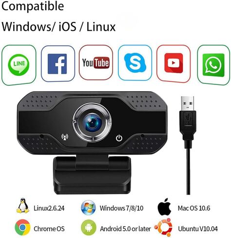 كاميرا ويب 1080P FHD مع غطاء للخصوصية، ميكروفون، كاميرا كمبيوتر ويب، التوصيل والتشغيل، للتكبير / سكايب / الفرق، المؤتمرات ومكالمات الفيديو JW-05B (1080P) in Kuwait