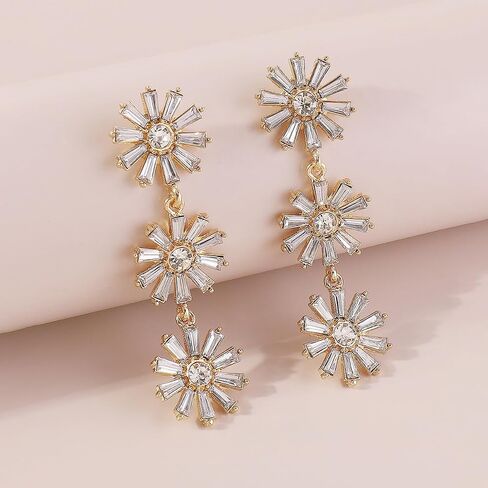 Fashion Flower Stud Earrings Statement Long Daisy Sunflower Dangle Earrings Cute Summer Floral Earrings for Women and Girls in Saudi Arabia