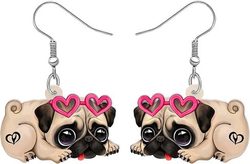 Acrylic Cute Dog Pug Earrings Dangle Pets Puppy Charms Pug Gifts for Pug Lovers Women in Saudi Arabia