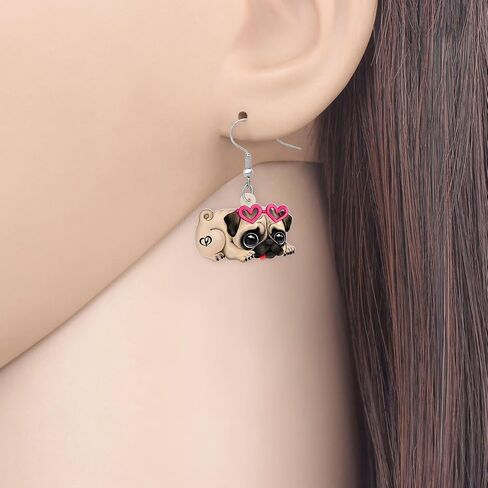 Acrylic Cute Dog Pug Earrings Dangle Pets Puppy Charms Pug Gifts for Pug Lovers Women in Saudi Arabia