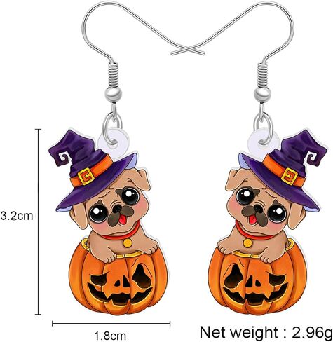 Acrylic Cute Dog Pug Earrings Dangle Pets Puppy Charms Pug Gifts for Pug Lovers Women in Saudi Arabia