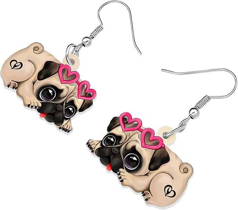 Acrylic Cute Dog Pug Earrings Dangle Pets Puppy Charms Pug Gifts for Pug Lovers Women in Saudi Arabia