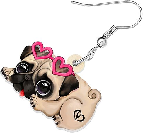 Acrylic Cute Dog Pug Earrings Dangle Pets Puppy Charms Pug Gifts for Pug Lovers Women in Saudi Arabia