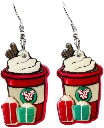 Acrylic Christmas Earrings Coffee Earrings Gingerbread Human Earrings Christmas Tree Earrings Candy Earrings Gift Earrings Fun Christmas Jewelry Party Earrings in Saudi Arabia