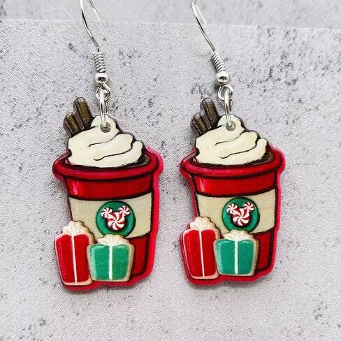 Acrylic Christmas Earrings Coffee Earrings Gingerbread Human Earrings Christmas Tree Earrings Candy Earrings Gift Earrings Fun Christmas Jewelry Party Earrings in Saudi Arabia