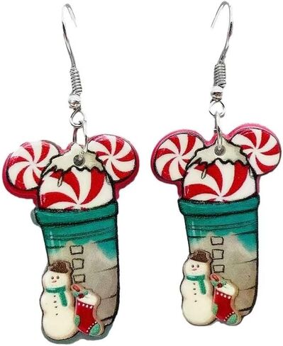 Acrylic Christmas Earrings Coffee Earrings Gingerbread Human Earrings Christmas Tree Earrings Candy Earrings Gift Earrings Fun Christmas Jewelry Party Earrings in Saudi Arabia