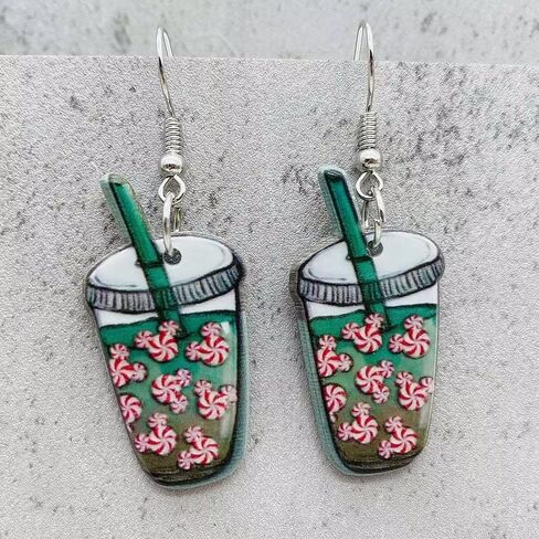 Acrylic Christmas Earrings Coffee Earrings Gingerbread Human Earrings Christmas Tree Earrings Candy Earrings Gift Earrings Fun Christmas Jewelry Party Earrings in Saudi Arabia