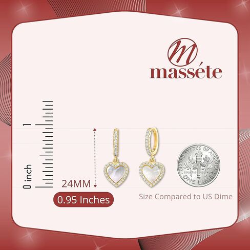 أقراط متدلية على شكل قلب من الفضة الإسترليني بتصميم قلب من اللؤلؤ والألماس المقلد للفتيات in Kuwait