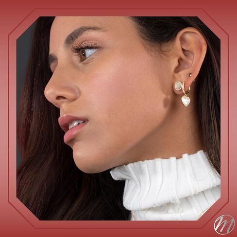 أقراط متدلية على شكل قلب من الفضة الإسترليني بتصميم قلب من اللؤلؤ والألماس المقلد للفتيات in Kuwait