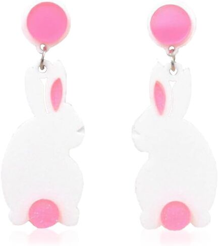 Cute Pet Rabbit Dog Drop Dangle Earrings for Women Girls Acrylic Animal Statement Charms Dangling Stud Earring Easter Lovely Jewelry Gifts Christmas Winter Party Birthday Anniversary for Pet-Lover in Saudi Arabia