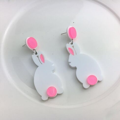 Cute Pet Rabbit Dog Drop Dangle Earrings for Women Girls Acrylic Animal Statement Charms Dangling Stud Earring Easter Lovely Jewelry Gifts Christmas Winter Party Birthday Anniversary for Pet-Lover in Saudi Arabia