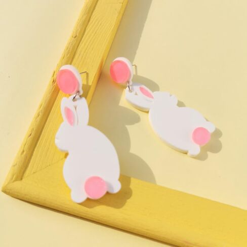 Cute Pet Rabbit Dog Drop Dangle Earrings for Women Girls Acrylic Animal Statement Charms Dangling Stud Earring Easter Lovely Jewelry Gifts Christmas Winter Party Birthday Anniversary for Pet-Lover in Saudi Arabia