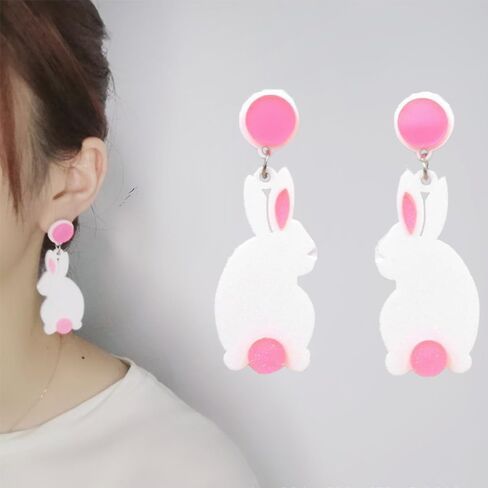 Cute Pet Rabbit Dog Drop Dangle Earrings for Women Girls Acrylic Animal Statement Charms Dangling Stud Earring Easter Lovely Jewelry Gifts Christmas Winter Party Birthday Anniversary for Pet-Lover in Saudi Arabia