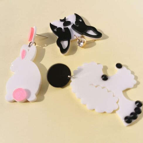 Cute Pet Rabbit Dog Drop Dangle Earrings for Women Girls Acrylic Animal Statement Charms Dangling Stud Earring Easter Lovely Jewelry Gifts Christmas Winter Party Birthday Anniversary for Pet-Lover in Saudi Arabia