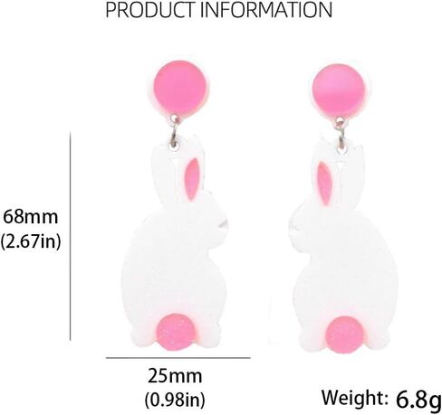 Cute Pet Rabbit Dog Drop Dangle Earrings for Women Girls Acrylic Animal Statement Charms Dangling Stud Earring Easter Lovely Jewelry Gifts Christmas Winter Party Birthday Anniversary for Pet-Lover in Saudi Arabia