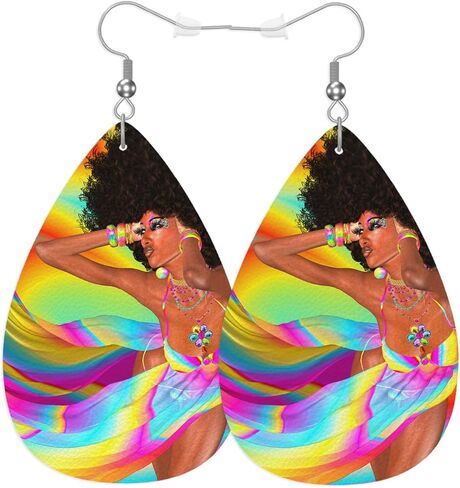 Folk Geometric Fashion Faux Leather Earrings Native Ethnic Folk Aztec Print Wedding Teardrop Earrings Jewelry For Women Girls Bridal in Kuwait