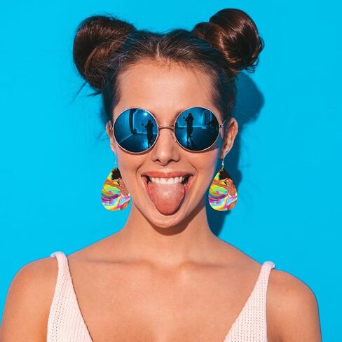 Folk Geometric Fashion Faux Leather Earrings Native Ethnic Folk Aztec Print Wedding Teardrop Earrings Jewelry For Women Girls Bridal in Kuwait