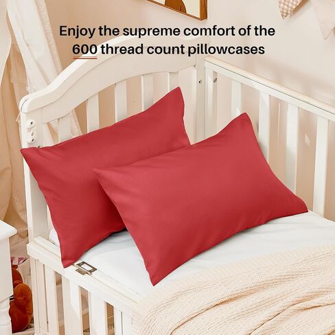 Warmstar 100% Cotton Toddler Pillowcase Set of 2, 600 Thread Count 13x18 Toddler Pillowcases Soft & Breathable, Cotton Travel Pillow Case Cover 13"x 18" with Envelope Closure,White in Saudi Arabia