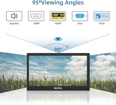 13.3 inch Small BNC Monitor, 1366x768 Resolution, Small Monitor with Remote Control, HDMI VGA AV BNC USB, Mini Monitorfor Fire Stick, Computer, Raspberry Pi, Kitchen Monitor, Built-in Speaker in Saudi Arabia