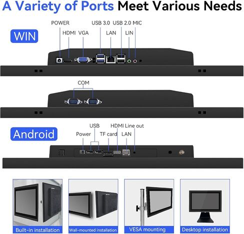 Touch Screen Monitor 10.1 Inch Multi-Touch Industrial Monitor 1280 * 800 HD | HDMI,VGA& USB | Built-in Speakers Touchscreen Monitor for Device POI/POS/Kiosk/Automation, VESA in Saudi Arabia