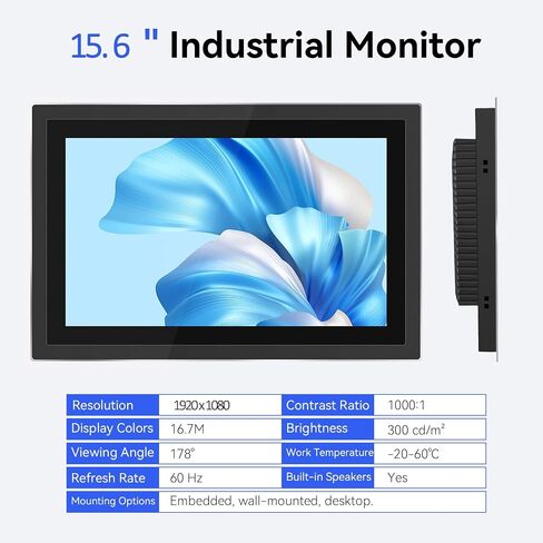 Touch Screen Monitor 10.1 Inch Multi-Touch Industrial Monitor 1280 * 800 HD | HDMI,VGA& USB | Built-in Speakers Touchscreen Monitor for Device POI/POS/Kiosk/Automation, VESA in Saudi Arabia