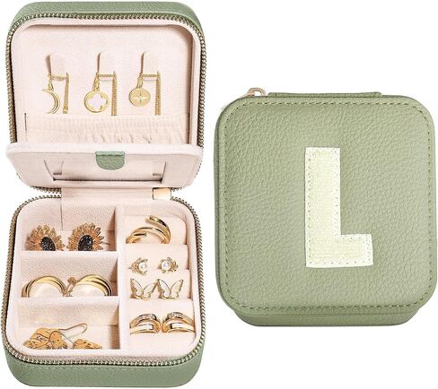 S.Leaf Initial Travel Jewelry Case Jewelry Boxes for Women Small Jewelry Box Travel Jewelry Box Jewelry Gift Boxes Jewelry Travel Case Jewelry Organizer Box Portable Travel Jewelry Case Letter L in Kuwait