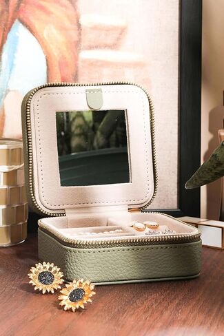 S.Leaf Initial Travel Jewelry Case Jewelry Boxes for Women Small Jewelry Box Travel Jewelry Box Jewelry Gift Boxes Jewelry Travel Case Jewelry Organizer Box Portable Travel Jewelry Case Letter L in Kuwait