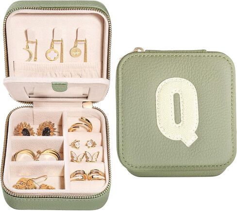 S.Leaf Initial Travel Jewelry Case Jewelry Boxes for Women Small Jewelry Box Travel Jewelry Box Jewelry Gift Boxes Jewelry Travel Case Jewelry Organizer Box Portable Travel Jewelry Case Letter L in Kuwait