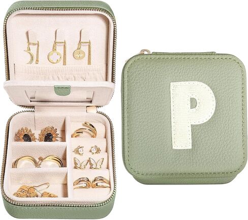 S.Leaf Initial Travel Jewelry Case Jewelry Boxes for Women Small Jewelry Box Travel Jewelry Box Jewelry Gift Boxes Jewelry Travel Case Jewelry Organizer Box Portable Travel Jewelry Case Letter L in Kuwait
