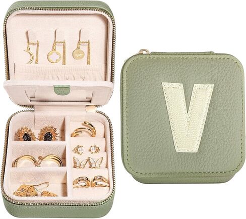S.Leaf Initial Travel Jewelry Case Jewelry Boxes for Women Small Jewelry Box Travel Jewelry Box Jewelry Gift Boxes Jewelry Travel Case Jewelry Organizer Box Portable Travel Jewelry Case Letter L in Kuwait